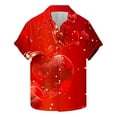 thumbnail image 2 of successthop Pink Mens Button up Shirts Short Sleeve Valentines Womens Tops Plus Size Polyester Casual Love Heart Printed Lover Gift Blouse Tops for Valentines Gifts L, 2 of 5