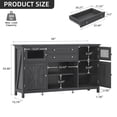 thumbnail image 4 of DWVO Farmhouse Coffee Bar Cabinet, 59" Kitchen Sideboard Buffet Cabinet Wine Cabinet with Drawers, Barn Style Doors & Visual Grid Door - Gray, 4 of 10