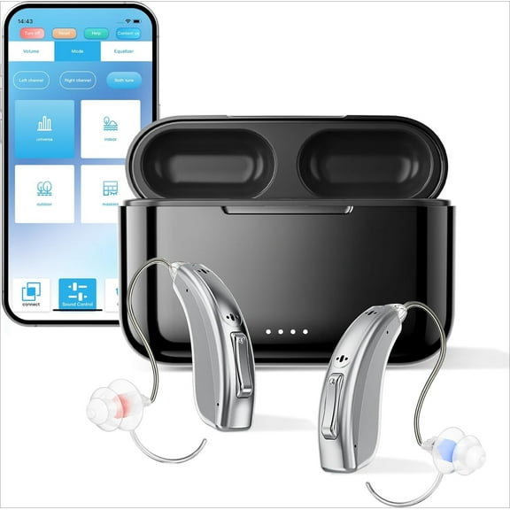 Hearing Aids for Seniors Rechargeable with Noise Cancelling, Hearing Amplifier with 5 Levels of Volume Adjustmen, Simple to Operate and Hear Clear Sound