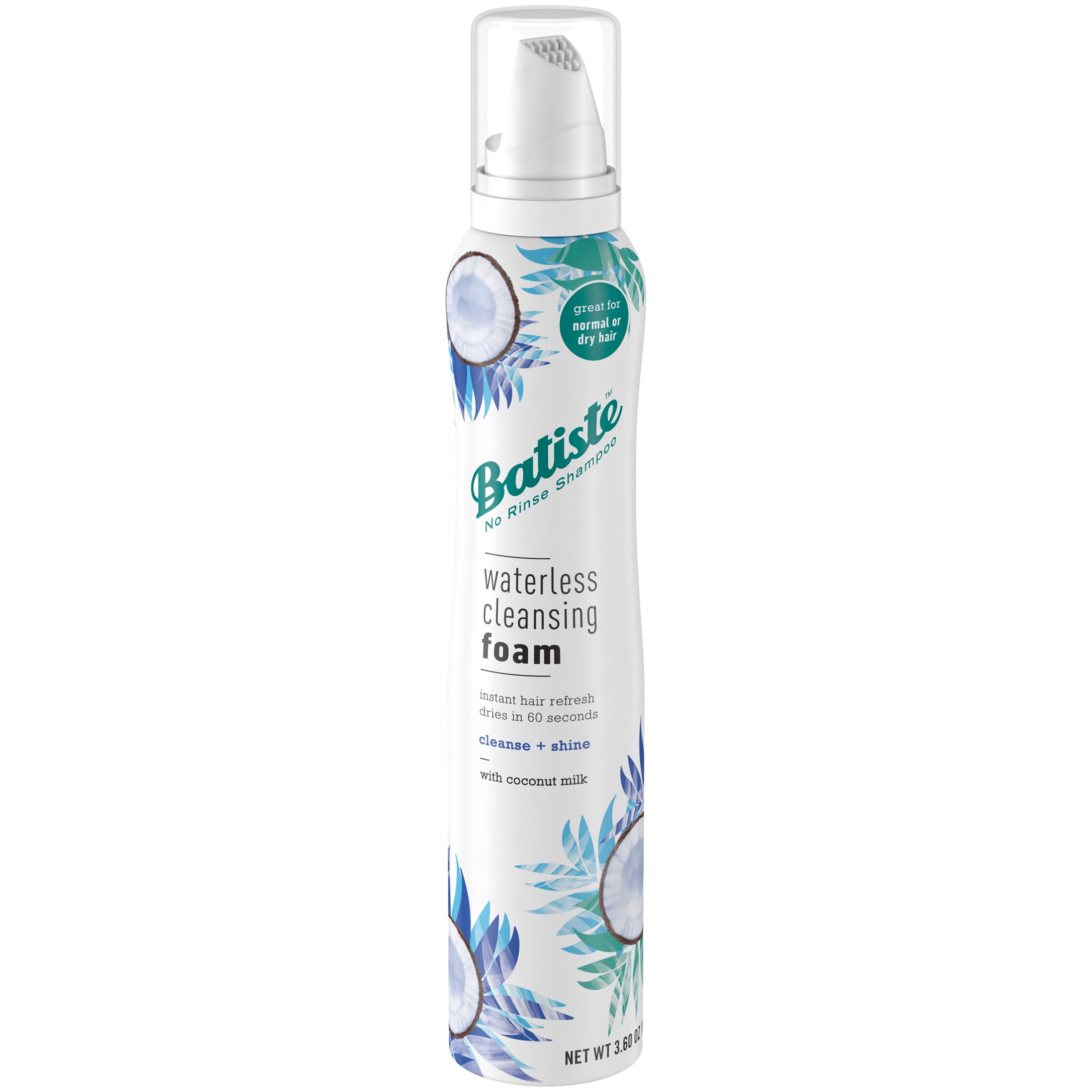 Batiste Waterless Cleansing Foam Cleanse Shine With Coconut Milk 3 6 Oz Walmart Com Walmart Com