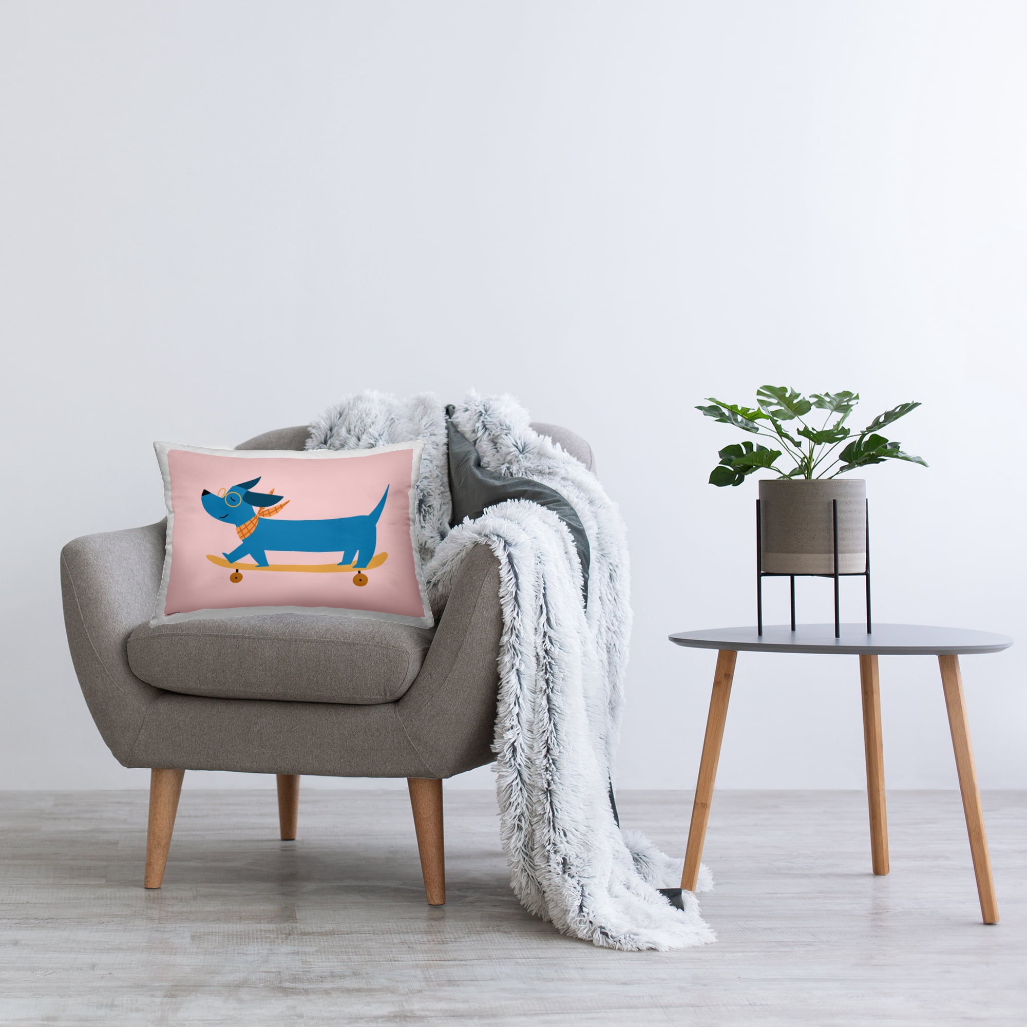 Stupell Industries Skateboarding Wiener Dog Decorative Printed Throw Pillow, design by Rachel Nieman