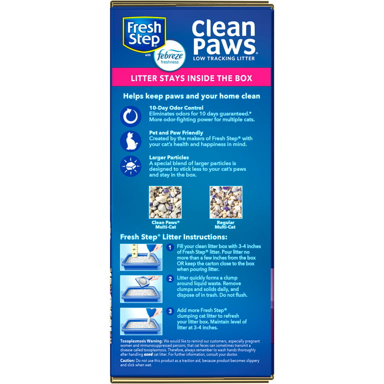 Fresh Step Clean Paws Multi Cat Scented Clumping Clay Cat Litter, 22.5 lb  Box