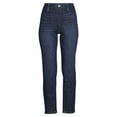 thumbnail image 2 of Time and Tru Women's Mid Rise Relaxed Straight Pull On Jeans, 2 of 5