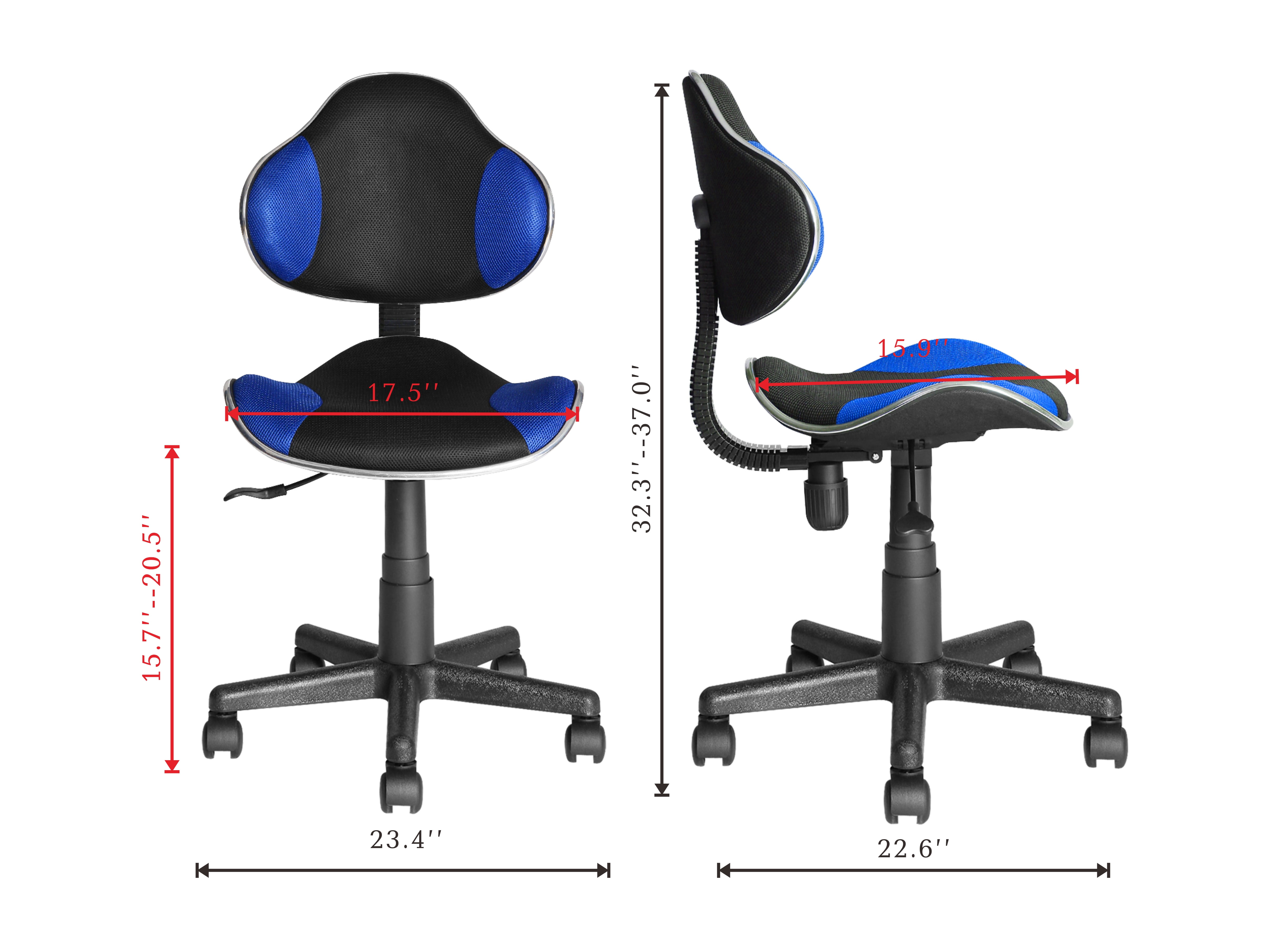 JJS Home Office Low Back Computer Executive Chair, Ergonomic Mesh Chair with Extra Large Base and Pads, BLK-BLU