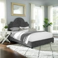 thumbnail image 2 of Modern Contemporary Urban Design Bedroom Queen Size Platform Bed Frame, Velvet Fabric, Grey Gray, 2 of 5