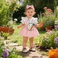 thumbnail image 2 of WIBACKER Newborn Baby Girl Easter Clothes Carrot Rabbit Ruffle Sleeve Romper Suspender Dress Headband Summer Outfits, 2 of 9