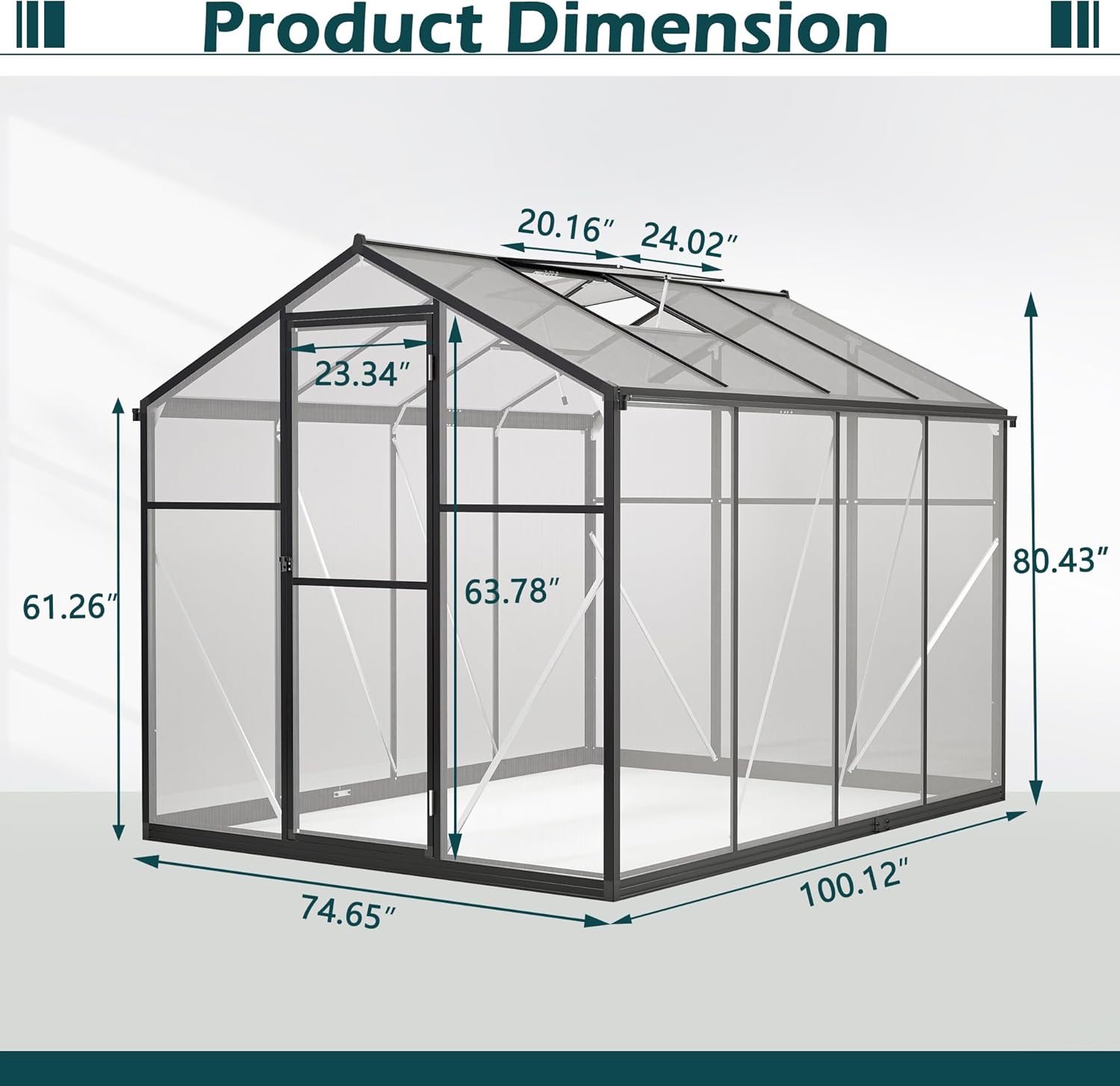 TRAMULL 6x8 ft Polycarbonate Greenhouse for Outdoors, Upgraded Heavy Duty Aluminum Frame Walk-in Green House Garden Adjustment Roof Vent,Hinged Door,Rain Gutter