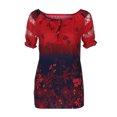 thumbnail image 3 of LYXSSBYX Womens Plus Size Shirts Summer Women Short Sleeve V-Neck Lace Printed Lace Tops Loose T-Shirt Blouse Tops, 3 of 7