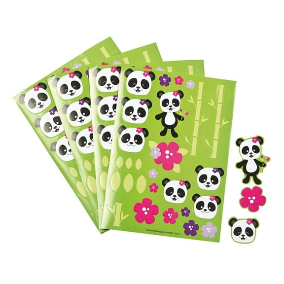 Panda Party Sticker Sheets - 12 Sheets