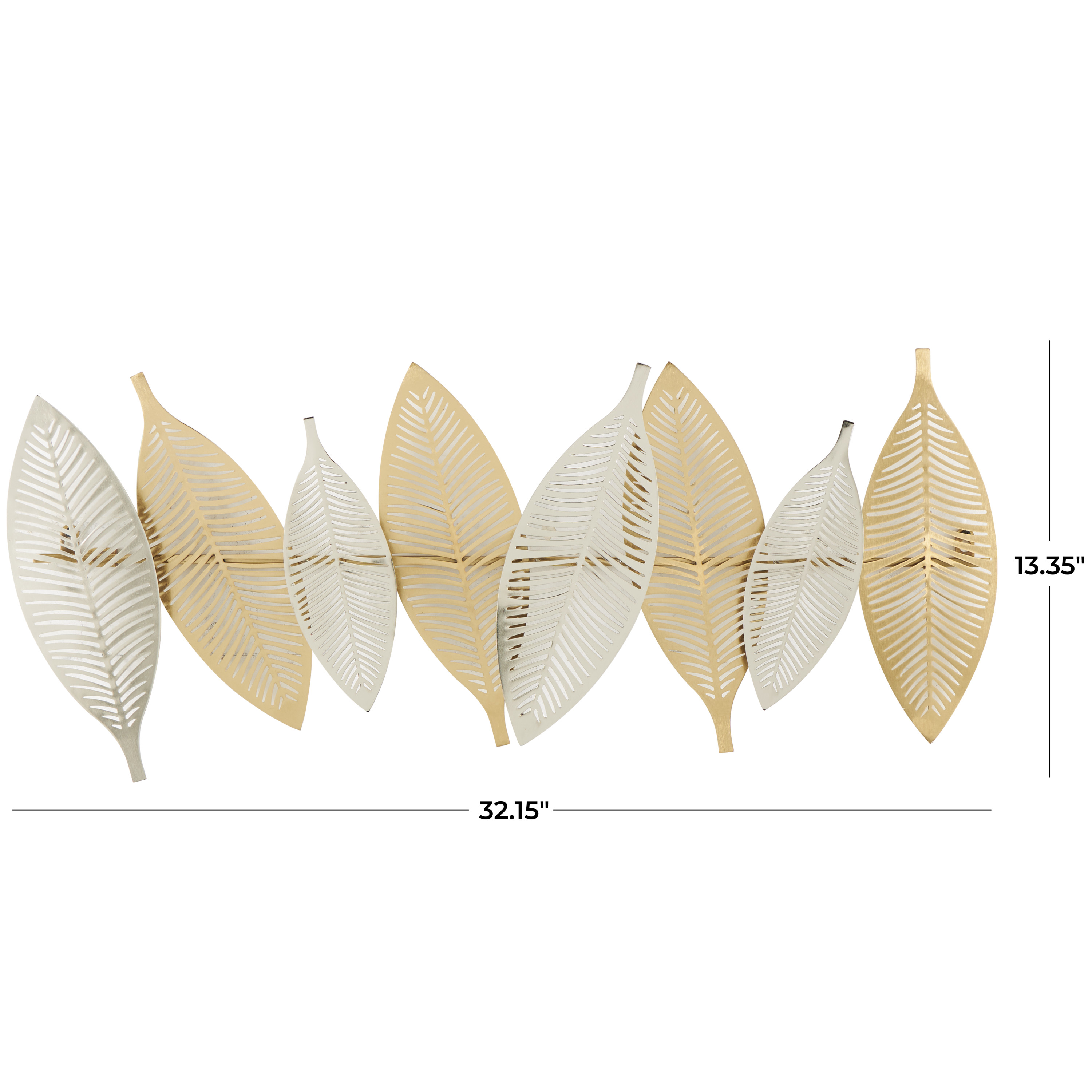 DecMode Gold Metal Metallic Leaf Wall Decor with Silver Accents