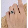 thumbnail image 2 of Lab Created Radiant Cut Teal Sapphire Engagement Ring, Double Prong Vintage Half, 2 of 2
