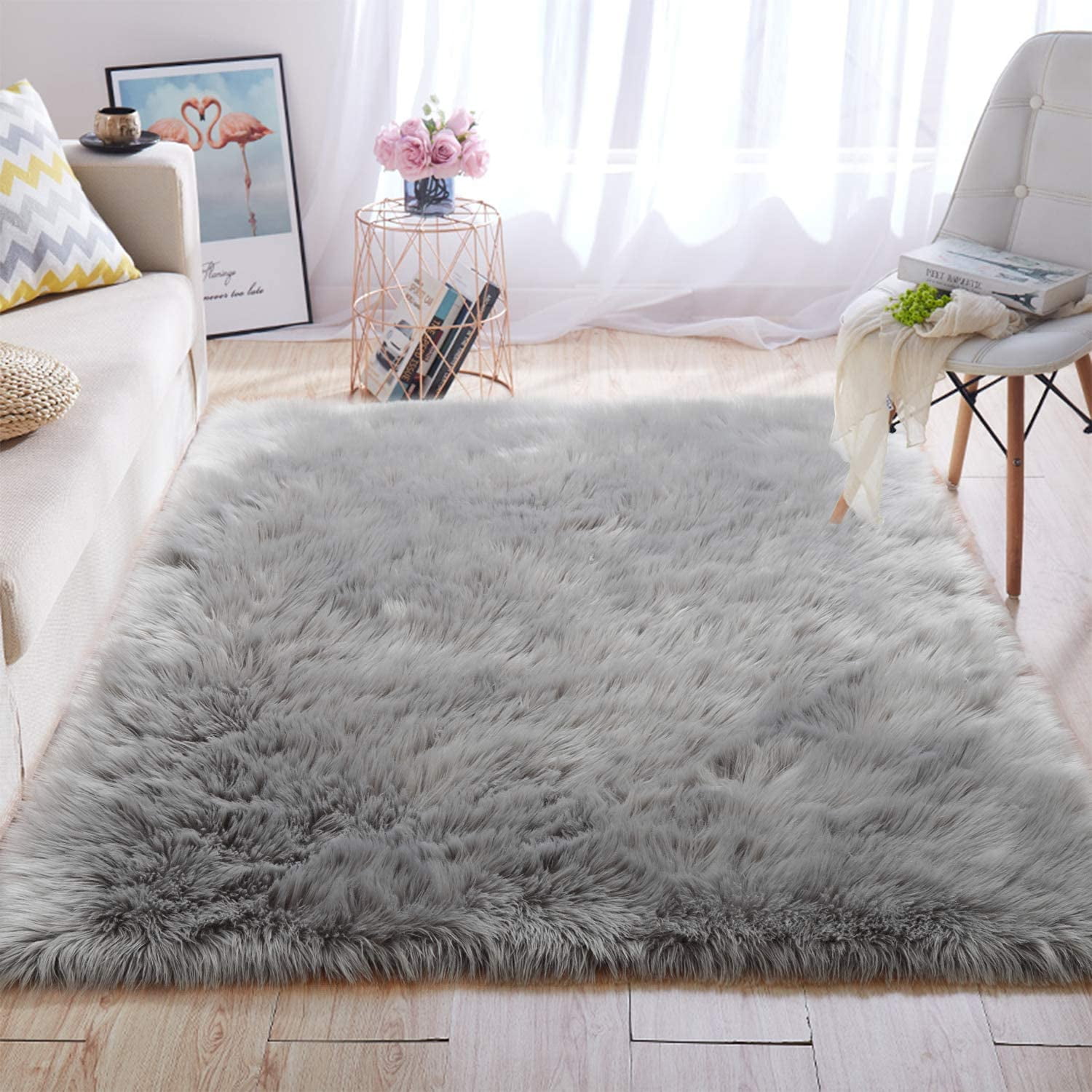 Details about   Fluffy Rugs Soft Solid Faux Fur Hairy Carpet Floor Home Living Room Area Rug Mat 
