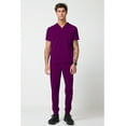 thumbnail image 6 of Cherokee Infinity Men's Partial Zip V-Neck Scrub Top with 3 Pockets Rib-Knit Side Panels IN702A, S, Wine, 6 of 7