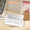 thumbnail image 3 of Mini Collapsible Storage Basket Stackable Storage Bin Crates Container Folding Plastic Storage Box with Handle Foldable Plastic Storage Case for Stationery Snacks Cosmetics(White), 3 of 7