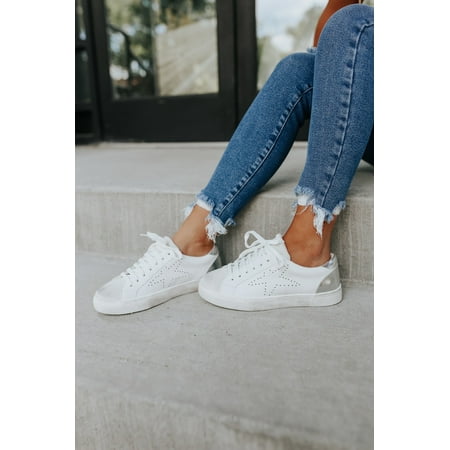 Steve Madden Women's Rezume Fashion Lace up Leather & Suede Sneakers WHITE (7.5, WHITE)