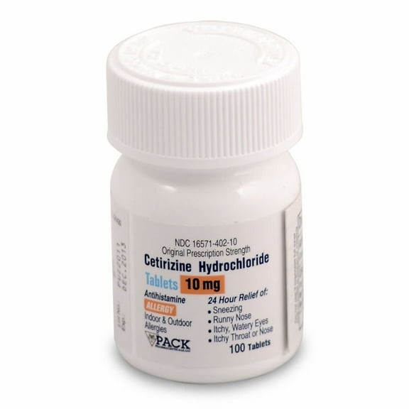 Cetirizine Hydrochloride 10mg Antihistamine 24Hr Allergy Relief, 100 Tablets