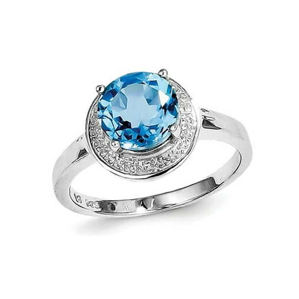 Gem And Harmony - 2.25 Carat (ctw) Light Swiss Blue Topaz Halo Ring in ...