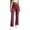 Burgundy, variant on Womens Ribbed Knit Wide Leg Pants Slim Bootcut Elastic Waist Trousers with Pockets Casual Athletic Lounge Streetwear White