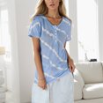 thumbnail image 3 of Gibobby Blusa Termica Mujer Twill Tshirt Fashion Round Casual Cuckline Escote Corto Mujeres Button Women's Blouse（Aqua， XXXL), 3 of 5