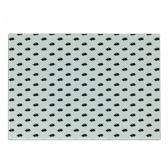 Animal Print Cutting Board, Repetitive Pattern with Monochrome Dog Breed Heads Side View Print, Decorative Tempered Glass Cutting and Serving Board, in 3 Sizes, by Ambesonne