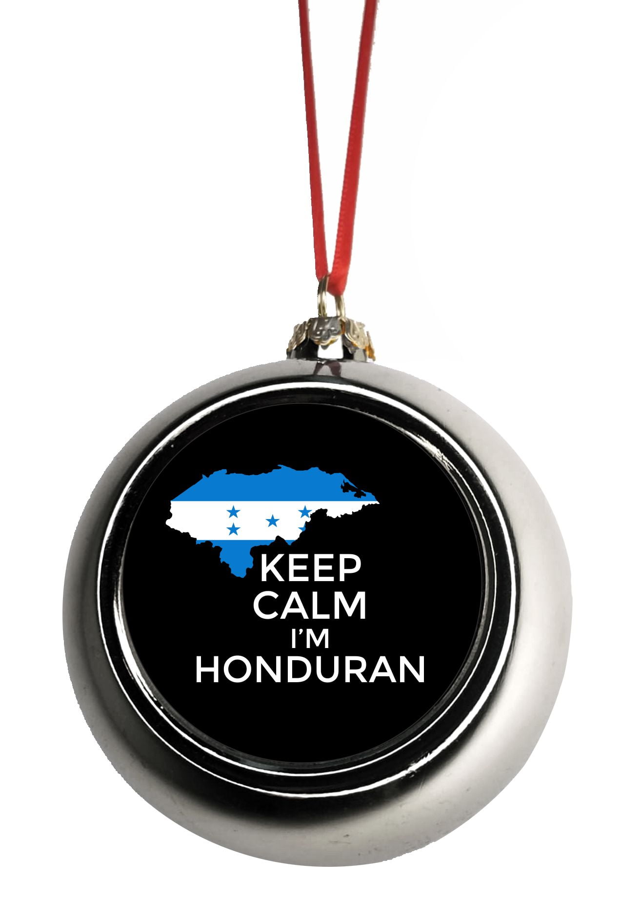 Keep Calm I'm Honduran Flag Honduras Ornaments Silver Bauble