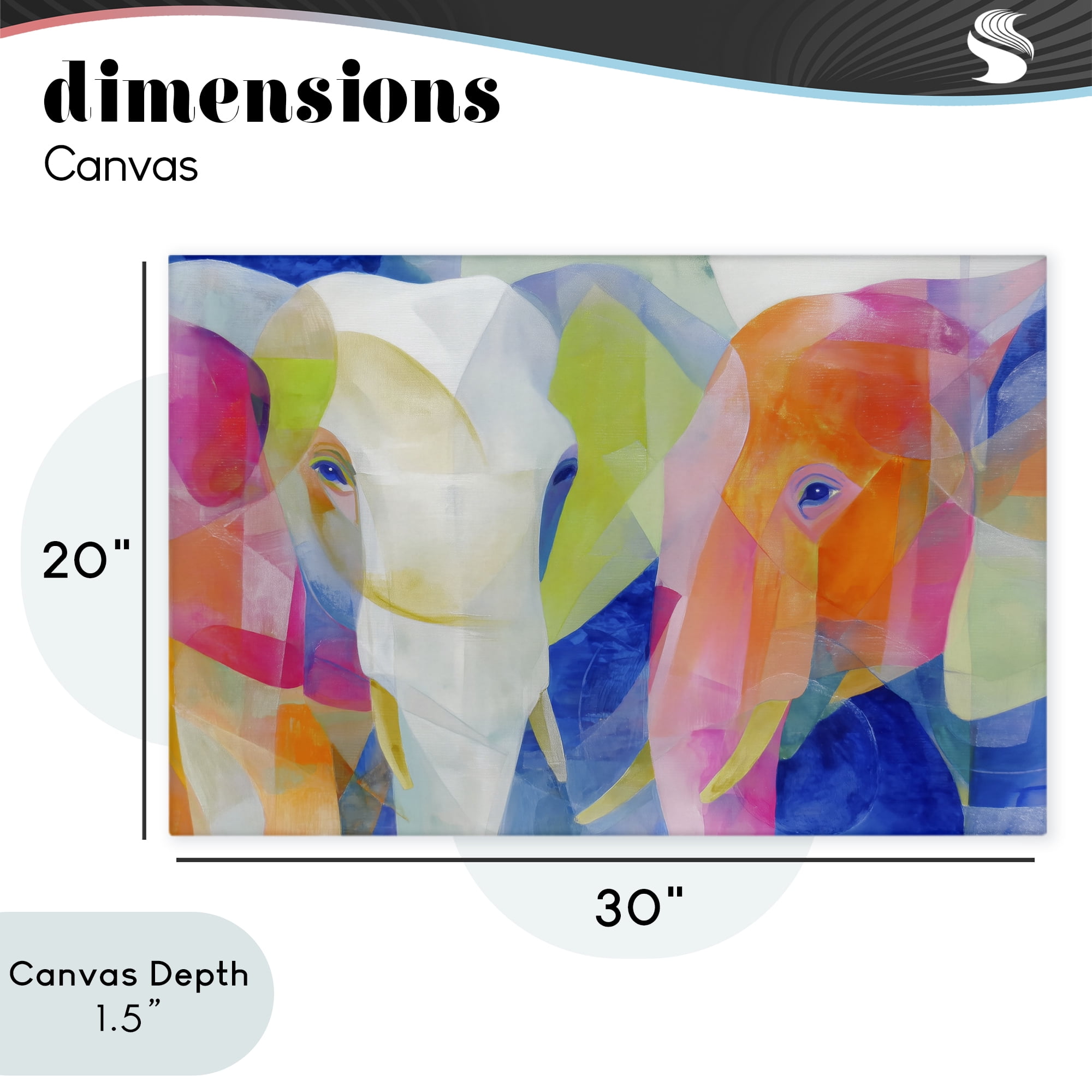 Stupell Industries Two Elephants Geometric Composition Canvas Wall Art, design by Chromatic Storm Studio