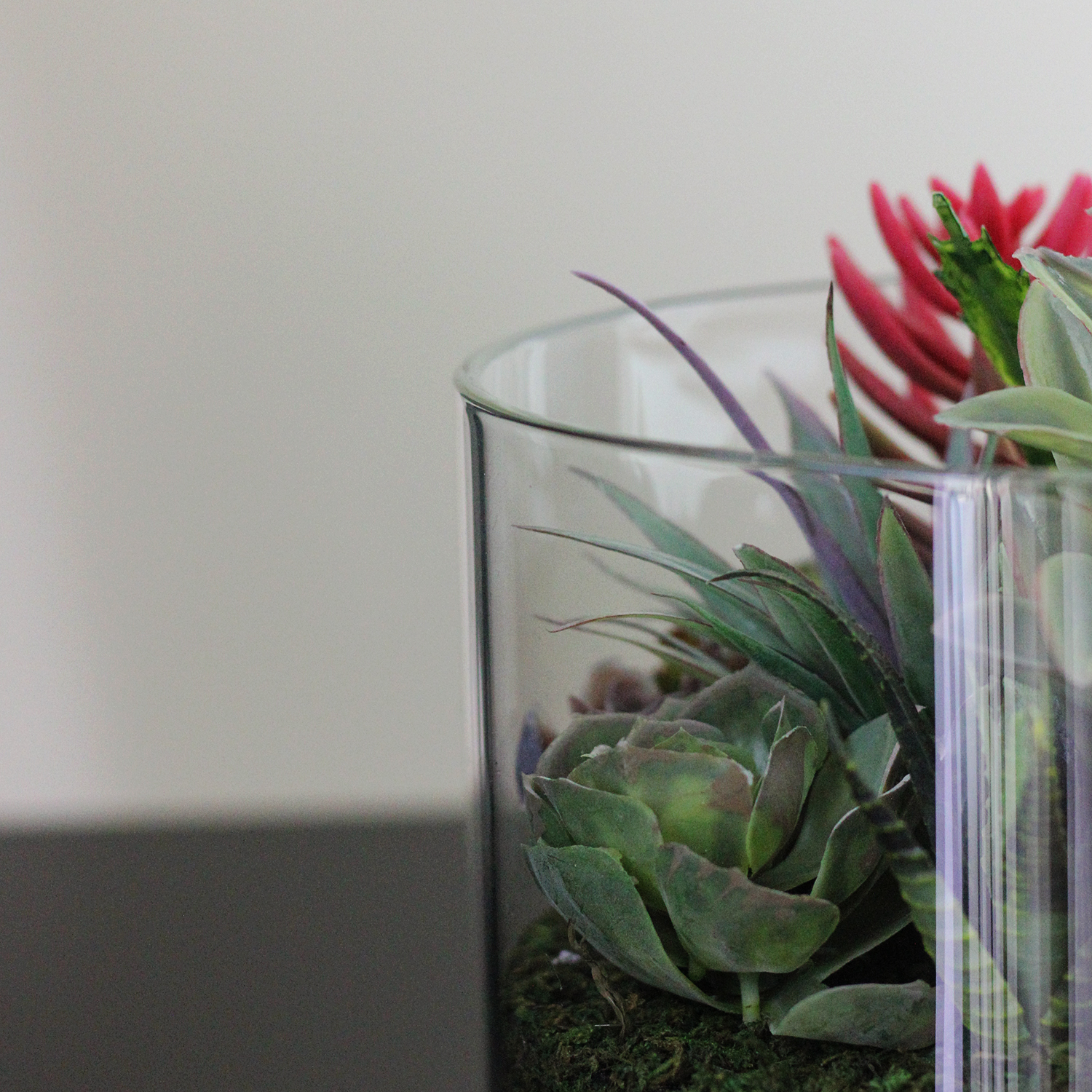 8" Artificial Mixed Succulent Arrangement in Round Glass Jar