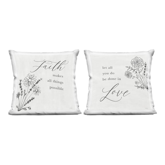 Stupell Industries Faith & Love Sentiments 2 Piece Decorative Printed Throw Pillow Set, design by Natalie Carpentieri