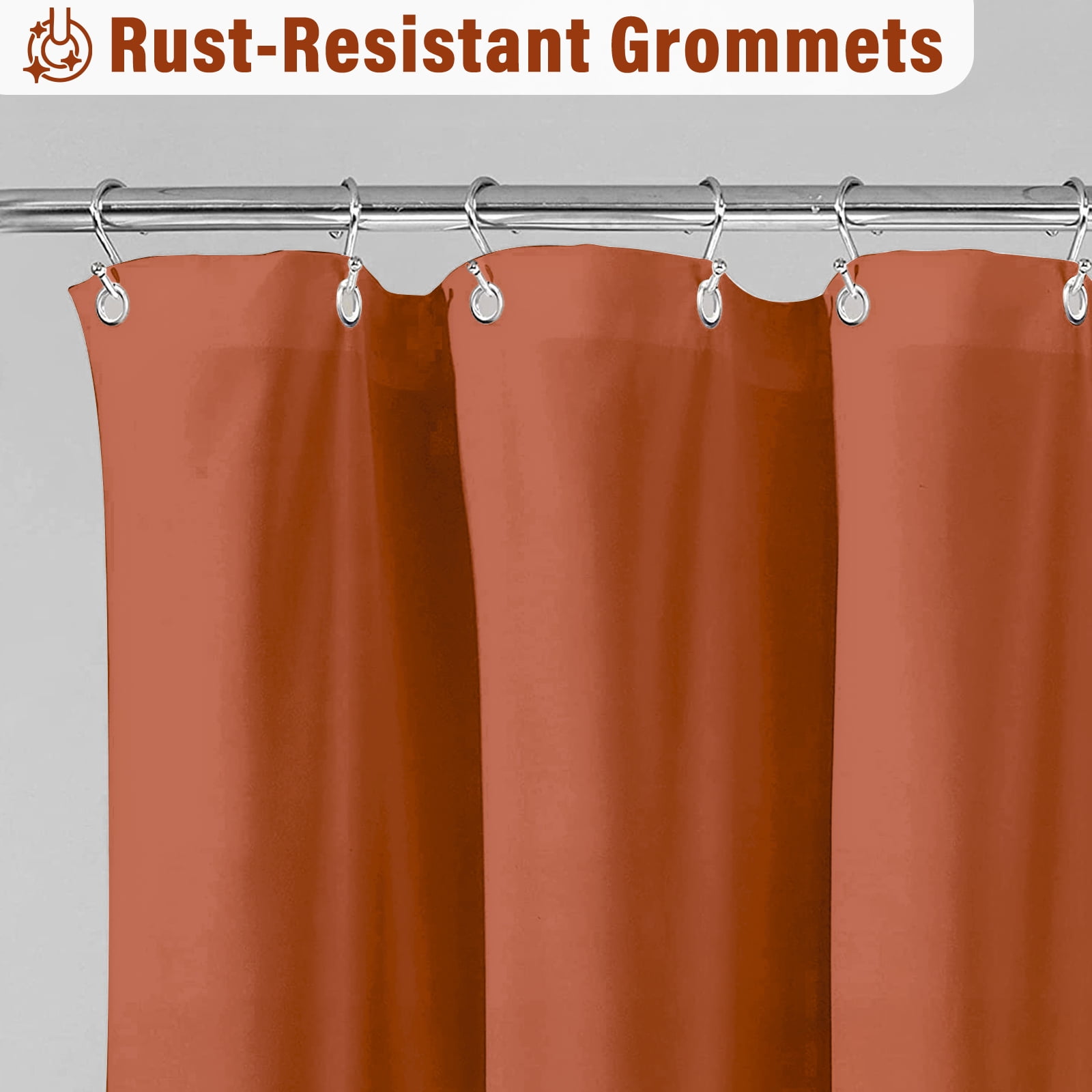 Lipa Farmhouse Ruffle Shower Curtain,Shabby Chic Shower Curtain with 12 Hooks,Dark Orange,72" x 72"