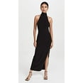 thumbnail image 2 of womens Halter Turtle Side Slit Gown Cocktail Dress, Black, Small US, 2 of 2