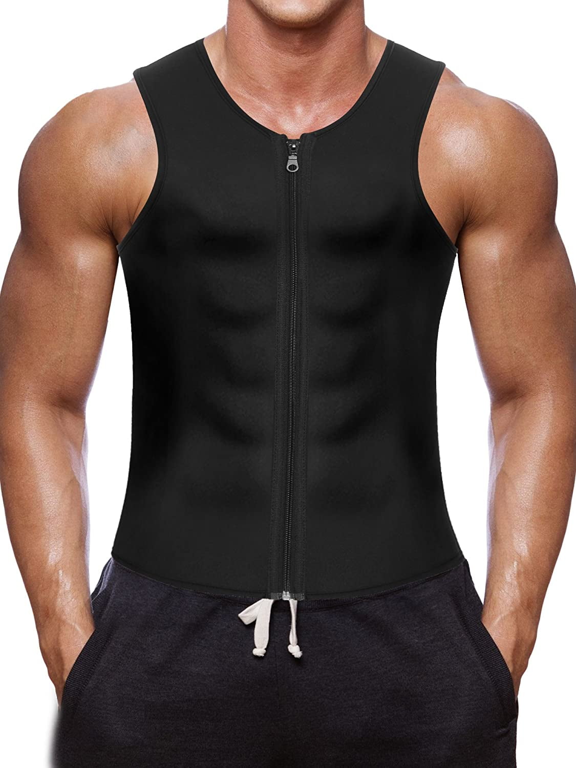 Men Neoprene Sauna Sweat Suit Waist Trainer Body Shaper Vest Tummy Control Shirt 