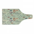 thumbnail image 1 of Tea Party Cutting Board, London Newspaper Inspired Background with Grunge Elements Kiss Marks, Tempered Glass Cutting and Serving Board, Wine Bottle Shape, Beige Navy Blue Red, by Ambesonne, 1 of 1