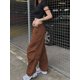 thumbnail image 1 of Sweetown Casual Baggy pierna ancha pantalones de chándal blanco suelto cordón cintura baja Streetwear Cargo pantalones mujer Hippie Joggers Pantalones Tan Jianjun unisex, 1 of 2