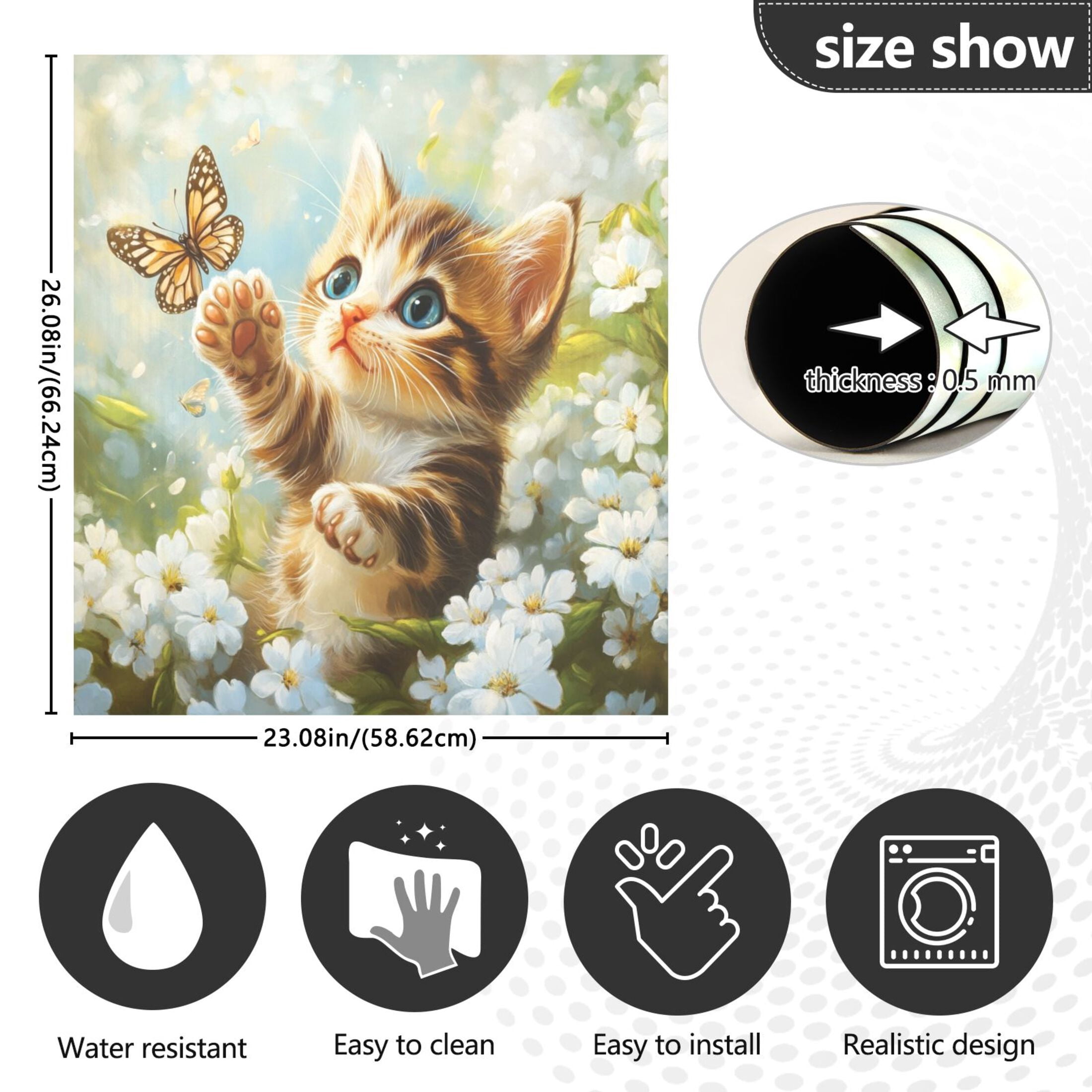 Dishwasher Magnetic Sticker 23x26 Inch Refrigerator Magnetic Sticker Washing Machine Magnetic Sticker Kitchen Panel Magnetic Sticker Home Decor Cat Butterfly Play