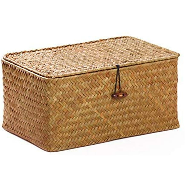 Wicker Storage Basket Woven Rattan Storage With Lids Laundry Baskets