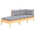 thumbnail image 3 of vidaXL Solid Wood Pine Patio Lounge Set 3 Piece with Cushions Multi Colors, 3 of 8