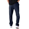 thumbnail image 3 of Men's Drawstring Waist Seamed Straight Leg Casual Pants Navy Blue L, 3 of 10