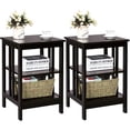thumbnail image 2 of Yardi Yard 2 Pieces 3-Tier Nightstand with Reinforced Bars and Stable Structure-Dark Brown, Side Table, Chairside Table Narrow End Table for Bedroom Living Room Kitchen, 2 of 6