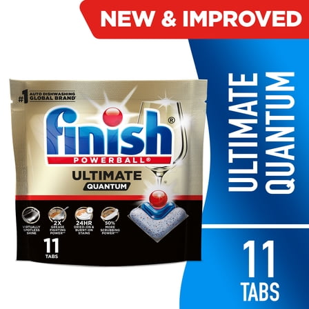 Finish Ultimate Dishwasher Pods, No Pre-Rinse Dishwasher Detergent Soap Tabs, Our Best Clean, 11 Count