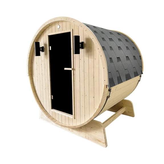 ALEKO Outdoor Indoor White Pine 3 - 4 Person Barrel Sauna 4.5 kW Heater