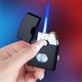 thumbnail image 1 of Grinding Wheel Butane Torch Lighter | Double Flame Windproof Adjustable | Open Flame & Direct Blue Flame | Refillable Visible Window | Compact Aluminum Alloy 6x4.1x1.6cm | 1-Pack, 1 of 6