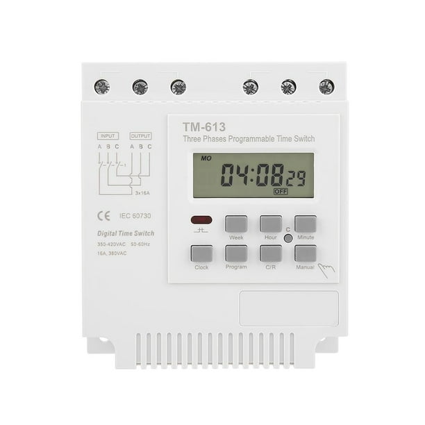 Interruptor De Tiempo Programable De Tres Fases Interruptor De Tiempo De Bomba De Agua Fácil De Usar Control Programable Interruptor De Temporizador De Energía Interruptor De Relé De Tiempo sonducket TO002023-00