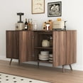 thumbnail image 5 of Rumiiro 59" Modern Buffet Cabinet with Legs Walnut, 4-Door Storage, Anti-Fingerprint Coating, Soft-Close Hinges, No Handle, 5 of 10