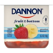 Dannon Fruit on The Bottom Strawberry Banana Yogurt, Creamy, 5.3 oz, Refrigerated Plastic Cup