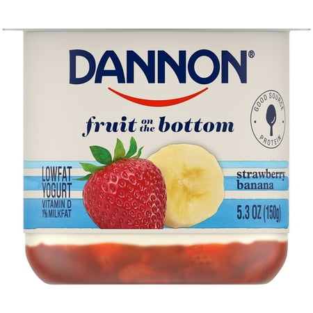 Dannon Fruit on The Bottom Strawberry Banana Yogurt, Creamy, 5.3 oz, Refrigerated Plastic Cup