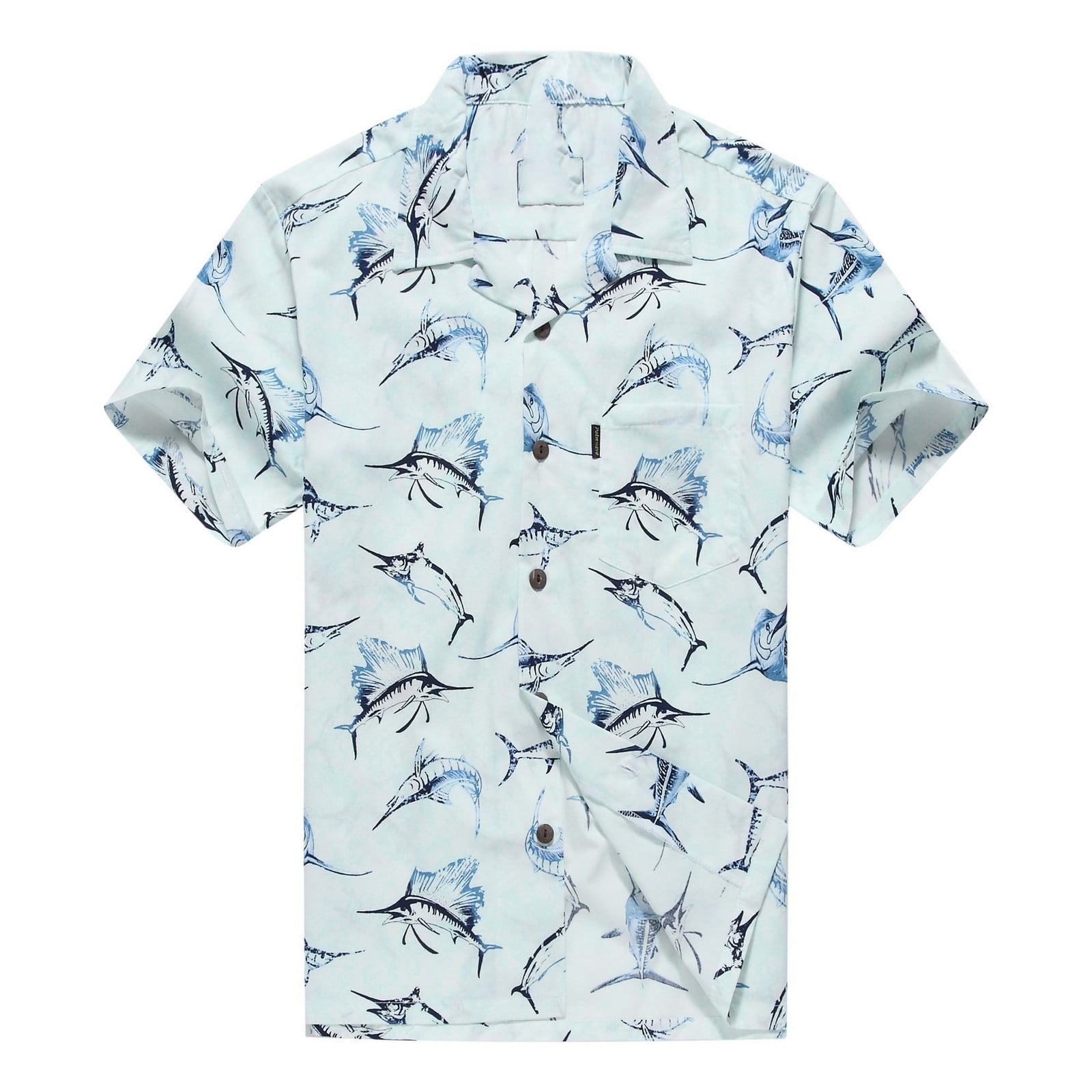 Made in Hawaii Hawaiian Aloha Shirt Big Catch Marlin Black