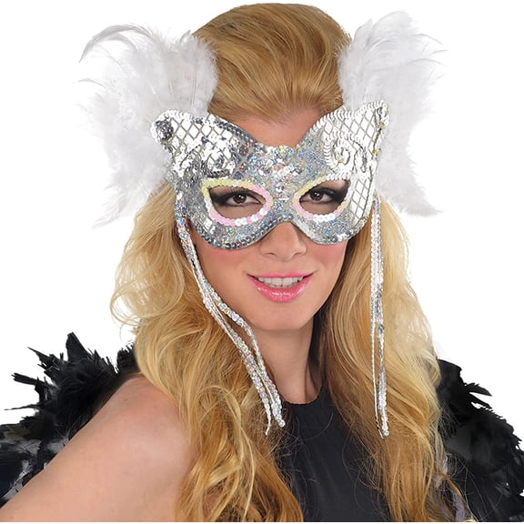 Adult Sparkling Ice Feather Mask