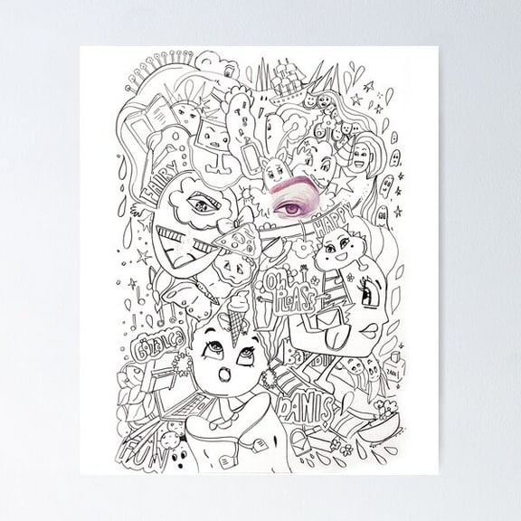 Doodle Art Black And White Minimal Line Art Poster Wall Art, Modern Wall Decor For Living Room Bedroom, 8x12 UNFRAMED