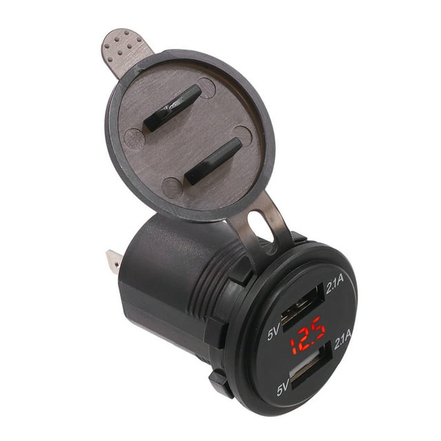 Teléfono USB dual impermeable que carga el voltímetro del indicador digital del cargador 4.2A LED con la línea 23.6in