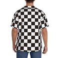 thumbnail image 3 of Pofeuu Black and White Checkerboard Print Mens Casual Short Sleeve Shirts Beach Summer Spread Collar Pocket Tops Men's Casual Short-sleeved Shirt-XX-Large, 3 of 5